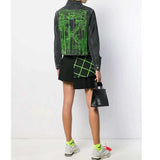 Off White Winter Coat Hang Rope Letter Arrow Washed Distressed Denim Jacket Coat