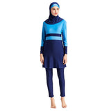 Burkini Muslim Swimwear Solid Color Four-Piece Fashion Conservative Swimsuit for Women