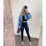 Women Denim Jacket AliExpress Amazon Wish Independent Station New Loose Short Women's Denim Jacket with Belt