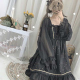 Gothic Lolita Harajuku Style Clothing Summer Girl Starry Sky Lolitajsk Sleeveless Strap Dress