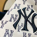 Yankees Spring and Summer Couple Full Printed Embroidery Lapel Short Sleeve Polo Shirt T-shirt