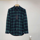Mens Flannel Jacket Tommy Tommy Embroidered Lapel Flannel Casual Plaid Long Sleeve Shirt