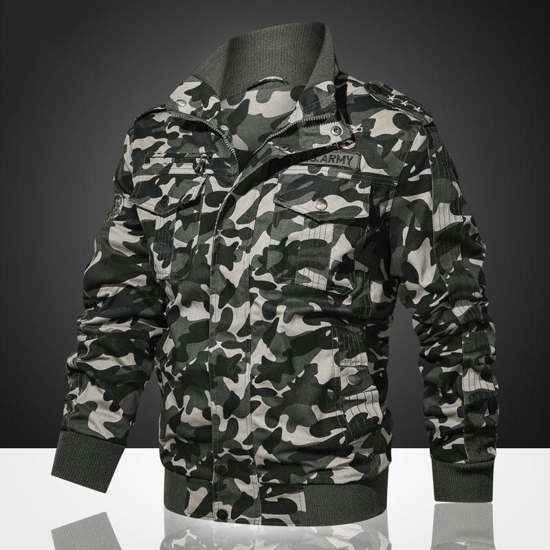 Men Fit Bomber Jacket Windbreaker Moto Street Coat Men's Camouflage Workwear Flight Jacket Loose plus Size Casual Embroidery