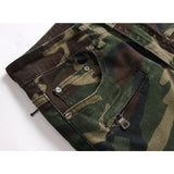 J Shaped Jeans Men's Jeans Slim Straight Camouflage Motorcycle plus Size