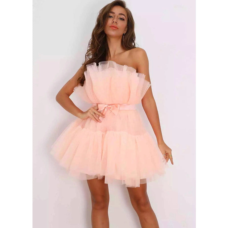 Mariah Carey Dress Mesh Graceful Bow Dress