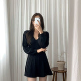 Sweater Dress Outfit With Tights 2 Piece Set Sweater Skirt Knitted Dress Women's Long Black Bottom Skirt Slim