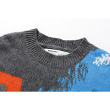 Off White Winter Sweaters Autumn and Winter Off Letter Mohair Men's and Women's Sweater