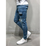J Shaped Jeans New Men's Jeans Zipper Trousers Badge Worn