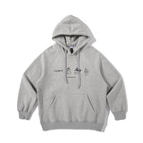 Man Fall Winter Outfis Winter Print Velvet Padded Hooded Sweatshirt Male Student Pullover