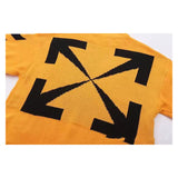 Off White Winter Sweaters Autumn and Winter Banma Line Arrow Loose Long Sleeve Knitted Men's and Women's round Neck Sweater