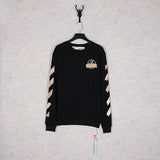 Off White Sweatshirts Long Sleeve round Neck Sweater Floral Print Long Sleeve Pullover Leisure