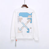 Off White Sweatshirts Long Sleeve round Neck Sweater Autumn Off Blue Arrow Ocean Cloud Cotton Sweater for Men and Women