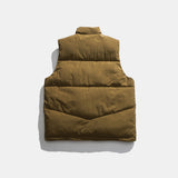 Man Fall Winter Outfis Winter Wear Solid Color Simple Stand Collar Vest Boys Leisure Cargo Top