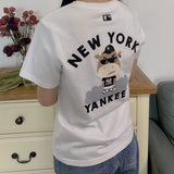 Yankees Spring/Summer Printed Cartoon Letter Short Sleeve Bottoming Shirt