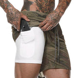 Jogging Shorts for Men Double-Layer Solid Color Shorts Men's plus Size Fitness Exercise Training Quick-Drying Summer