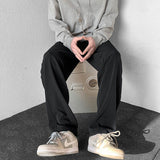 Men Suit Pants Solid Color Draping Effect Loose Wide Leg
