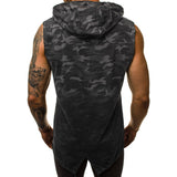 Tactics Style Men Sweatshirts & Hoodies Summer Men's Vest Camouflage 3D Digital Gradient Printing Hooded Sleeveless Vest T-shirt Men