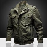 Men Fit Bomber Jacket Windbreaker Moto Street Coat Autumn Workwear Men's Jacket Casual Stand Collar Badge Embroidery Large Size Coat Men