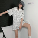 We11done T Shirt High Quality Printed Reflective Stripe Corrugated Loose Men's and Women's round Neck Short Sleeve Cotton