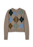 Preppy Aesthetic Outfits Diamond Plaid Knitted Cardigan