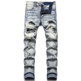 J Shaped Jeans New Men's Jeans Slim Straight Zip Pleated Trousers