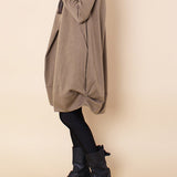 Work Dresses with Pockets Autumn Large Size Loose Casual round Neck Long Sleeve Dress
