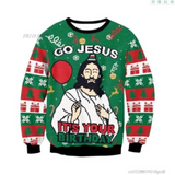 Black Christmas Sweater round Neck Sweater Casual Loose Couple Autumn and Winter