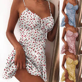 Strawberry Print Adjustable Strap Dress Cottagecore Dress