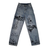 Anime Print Jeans Denim Pants Autumn Vintage Printed Loose Wofor men Casual Pants