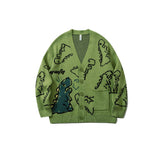Dinosaur Sweaters Knitted Sweater Men's and Women's Oversize Breasted Cardigan