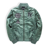 Yankee Letterman Jacket Outfit Senior Jackets Varsity Baseball College Coat Mlbny Loose Leisure Sports Baseball Uniform Men's Army Green
