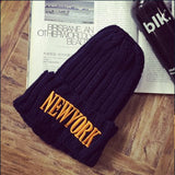 Yankee Bucket Hat Letter Embroidery Woolen Cap Autumn and Winter Knitted Hat