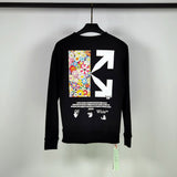 Off White Sweatshirts Long Sleeve round Neck Neck Sweater Autumn and Winter Printed Cotton Men's and Women's round Neck Sweater