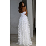 Women Lace Wedding Dress Fashion Women's Wear Sexy Deep V Strap Dress