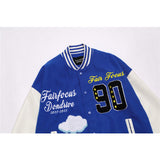 Letterman Jacket Outfit Senior Jackets Varsity Baseball Coat Cartoon Letter Embroidered Baseball Uniform Coat Men