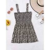 Women Plus Size Mini Dresses Suspender Leopard Print Suspender Dress
