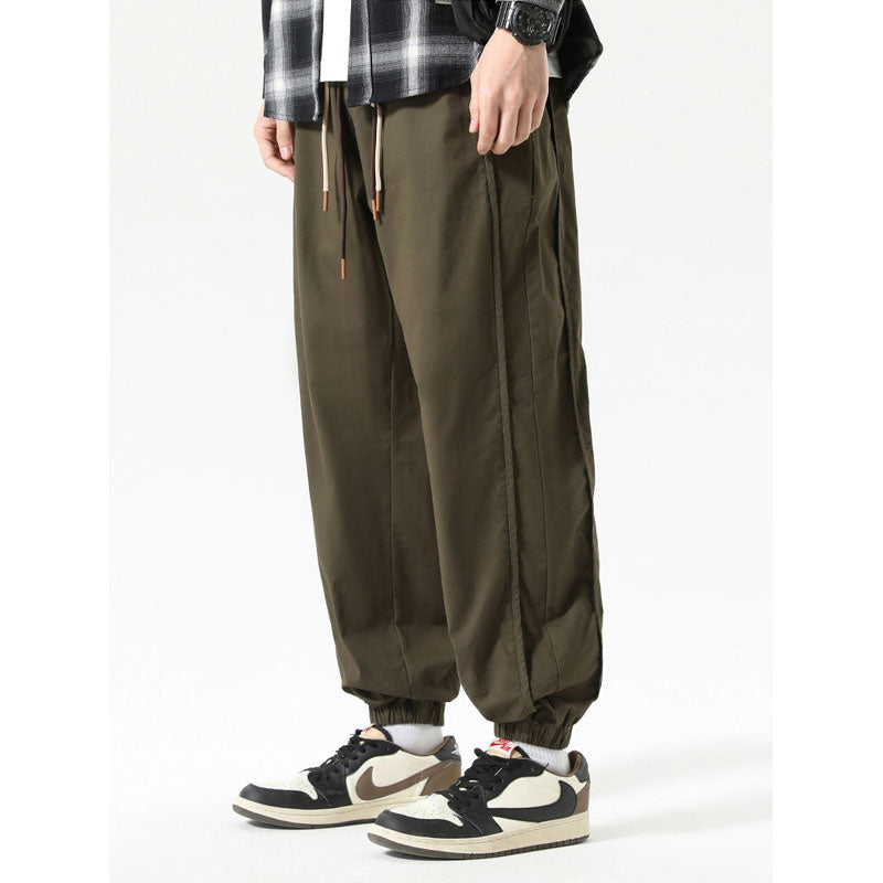Men Sweatpants Belt Loose Casual Pants Hip Hop Pure Cotton