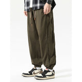 Men Sweatpants Belt Loose Casual Pants Hip Hop Pure Cotton