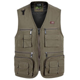 Men Utility Vest Work Zipper Tactical Work Vest Slim Pocket Jacket Autumn and Winter Household Leisure Men's Waistcoat