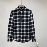 Mens Flannel Jacket Tommy Tommy Embroidered Lapel Flannel Casual Plaid Long Sleeve Shirt
