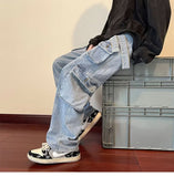 Men Cargo Pants Jeans Men's Spring and Autumn Straight-Leg Trousers Casual Pants