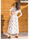Retro Short Sleeve Strawberry Dress Summer Academia Fashion Dresses Cottagecore