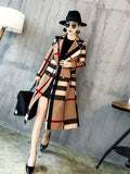 Trench-coat à carreaux à blocs de couleur pour femmes avec trench contrastant de ceinture manteau d'inspiration vintage