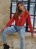 Varsity Women's Corduroy hooded cropped baseball Casual Fashionable   jacket